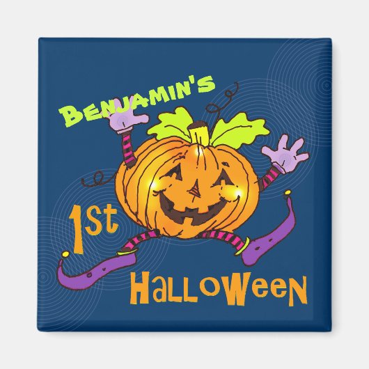 Aimant Citrouille souriant 1er Halloween (Devant)