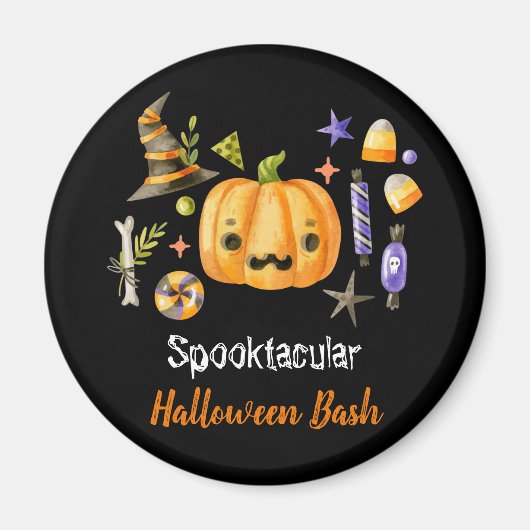 Aimant Citrouille Spooktacular Halloween Bash Party Noir (Devant)