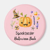 Aimant Citrouille Spooktacular Halloween Bash Party rose (Devant)