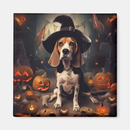 Aimant Citrouilles Beagle Halloween Épouvantables (Devant)