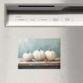Aimant Citrouilles blanches sur une vieille table bleue (In Situ (Lave-vaisselle))