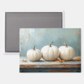 Aimant Citrouilles blanches sur une vieille table bleue (Recto/Verso)