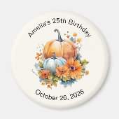 Aimant Citrouilles d'automne avec Fleurs et Foliage Anniv (Devant)