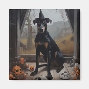 Aimant Citrouilles Doberman Halloween Effrayant