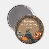Aimant Citrouilles & Raven Halloween Wreath (Recto/Verso)