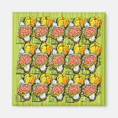 Aimant Citrouilles, soupe et Arrière - plan rayé (Devant)