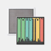Aimant Cityscape de Houston vintage (Recto/Verso)