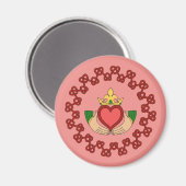 Aimant Claddagh et Red Knotwork sur rose (Recto/Verso)