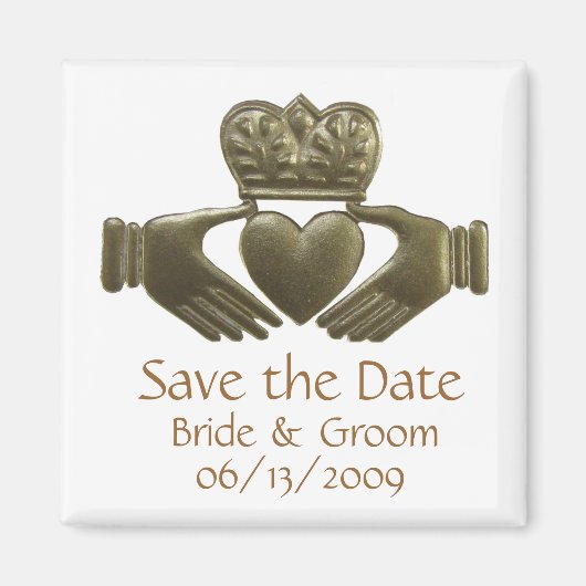 Aimant Claddagh Irlandais Or - save the date (Devant)