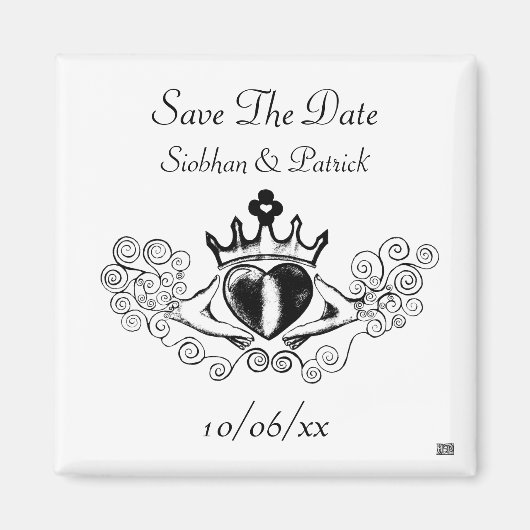 Aimant Claddagh (Noir) (Enregistrer la date) (Devant)