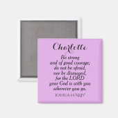 Aimant Clair Violet Courage Bible Verse Nom personnalisé (Recto/Verso)