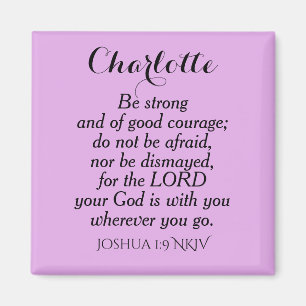 Aimant Clair Violet Courage Bible Verse Nom personnalisé