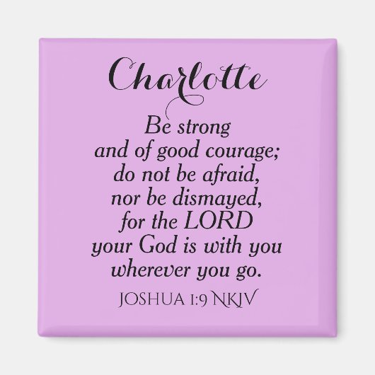 Aimant Clair Violet Courage Bible Verse Nom personnalisé (Devant)