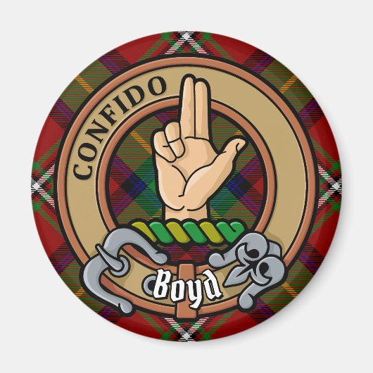 Aimant Clan Boyd Crest sur Tartan (Devant)