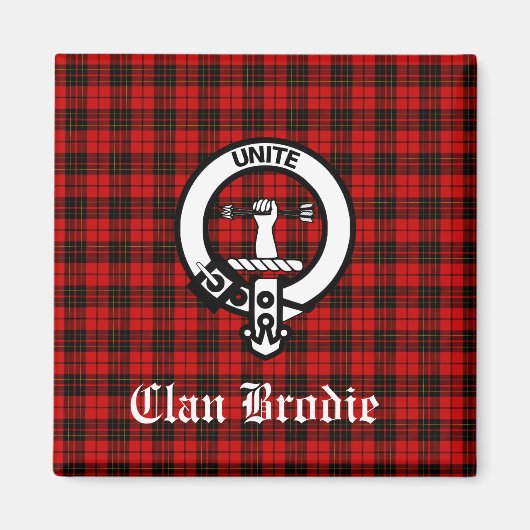 Aimant Clan Brodie Crest Badge et Tartan (Devant)