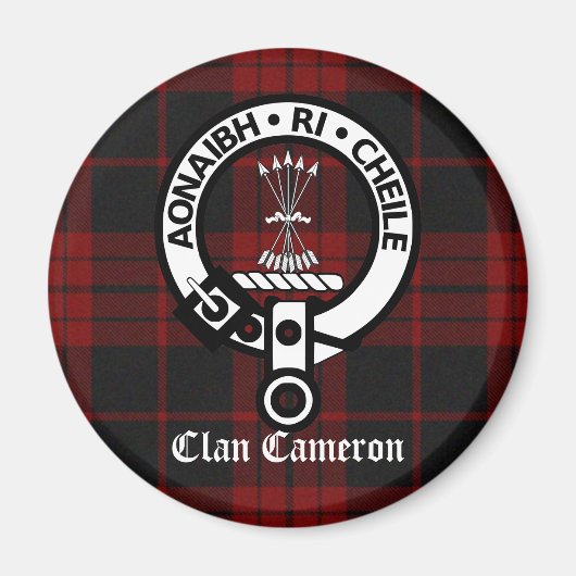 Aimant Clan Cameron Crest & Tartan (Devant)