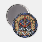 Aimant Clan Clark Crest sur Tartan (Recto/Verso)