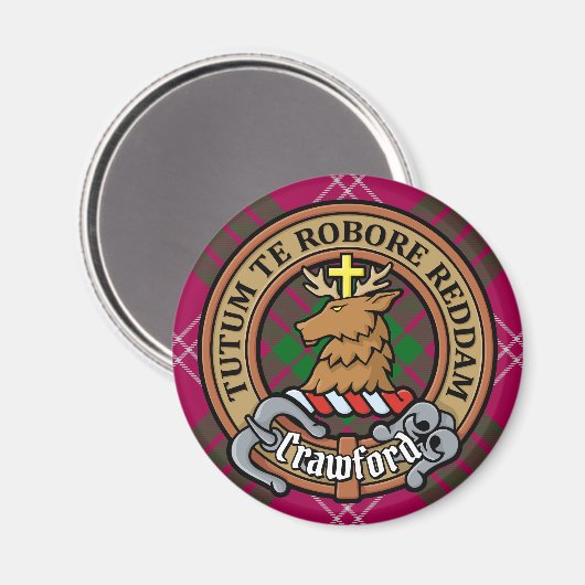 Aimant Clan Crawford Crest sur Tartan (Recto/Verso)
