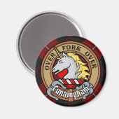 Aimant Clan Cunningham Crest sur Tartan (Recto/Verso)