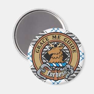 Aimant Clan Forbes Crest sur la robe Tartan
