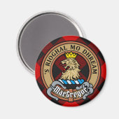 Aimant Clan Gregor Crest sur Rob Roy Tartan (Recto/Verso)