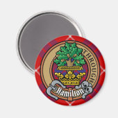 Aimant Clan Hamilton Crest sur Red Tartan (Recto/Verso)