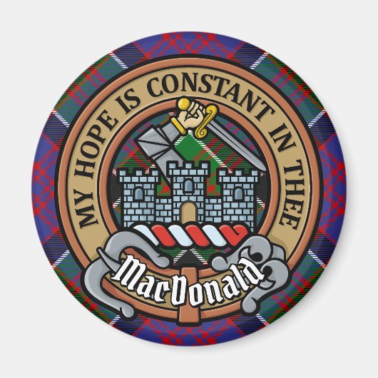 Aimant Clan MacDonald de Clanranald Crest sur Tartan (Devant)