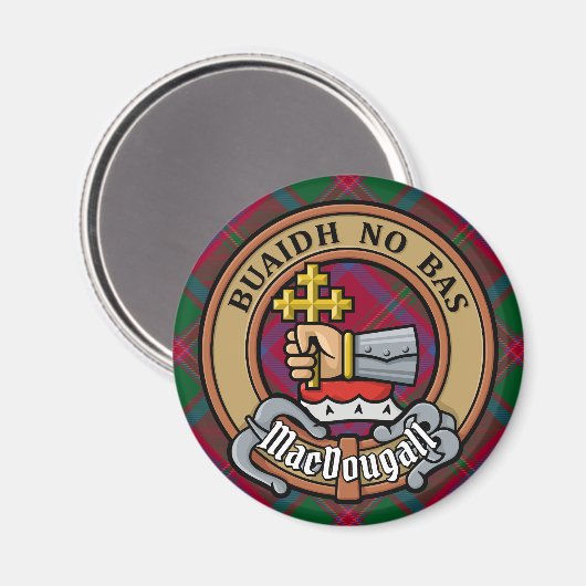 Aimant Clan MacDougall Crest sur Tartan (Recto/Verso)