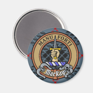 Aimant Clan MacKay Crest sur Blue Tartan