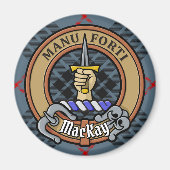 Aimant Clan MacKay Crest sur Blue Tartan (Devant)