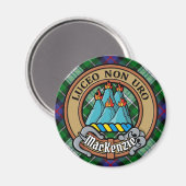 Aimant Clan MacKenzie Crest sur Tartan de robe (Recto/Verso)