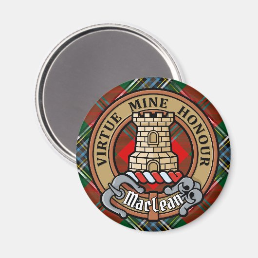 Aimant Clan MacLean Crest sur Tartan (Recto/Verso)