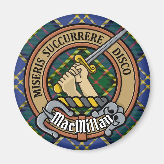 Aimant Clan MacMillan Crest sur la chasse Tartan (Devant)
