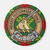 Aimant Clan MacMillan Crest sur Tartan (Devant)
