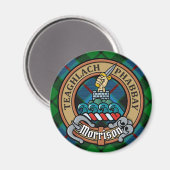 Aimant Clan Morrison Crest sur la chasse Tartan (Recto/Verso)