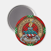 Aimant Clan Morrison Crest sur Red Tartan (Recto/Verso)