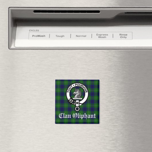 Aimant Clan Oliphant Crest Badge et Tartan (In Situ (Lave-vaisselle))
