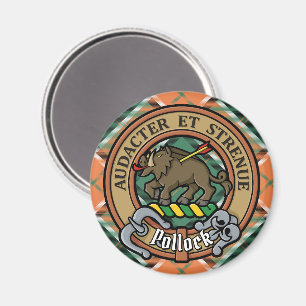 Aimant Clan Pollock Crest sur Tartan