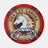 Aimant Clan Ramsay Crest sur Red Tartan (Devant)