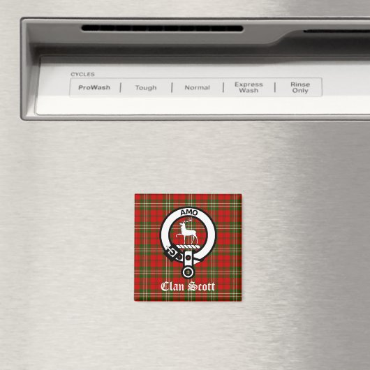 Aimant Clan Scott Crest Badge et Tartan (In Situ (Lave-vaisselle))