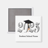 Aimant Classe Argent de 2025 Graduation (Recto/Verso)