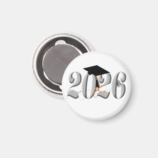 Aimant Classe Argent de 2026 Graduation (Recto/Verso)