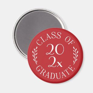 Aimant Classe de 2023 Graduate Chic Typographie Rouge