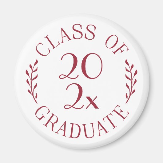 Aimant Classe de 2025 Graduate Chic Burgundy Typographie (Devant)