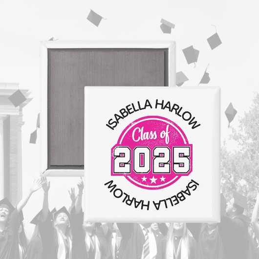 Aimant Classe de 2025 Pink Graduate Name