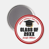 Aimant Classe de 2025 Rouge Blanc Personnalisé Diplômé (Recto/Verso)