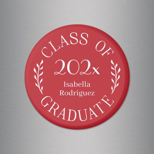 Aimant Classe de l'année Nom du diplômé Typographie Rouge