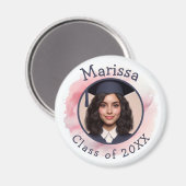 Aimant Classe de photo Pink Grad Nom de l'année personnal (Recto/Verso)