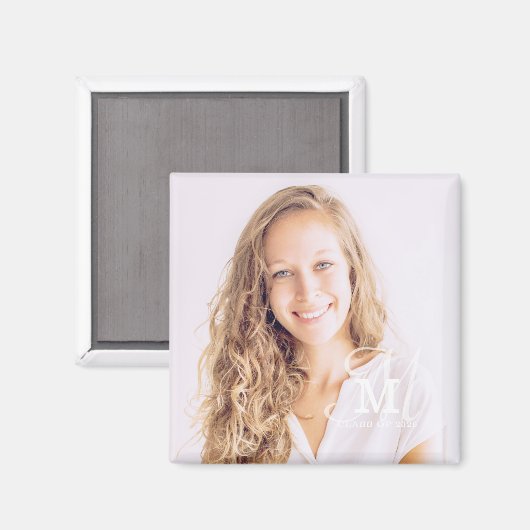 Aimant Classe Monogramme Année Diplôme photo personnalisé (Recto/Verso)