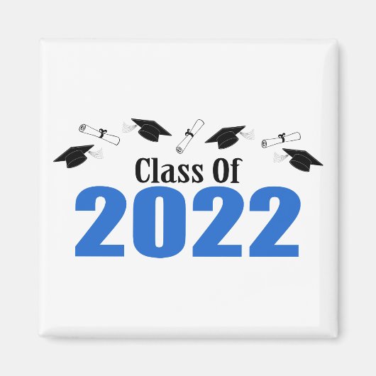 Aimant Classe Of 2022 Caps and Diplomas (Blue) (Devant)